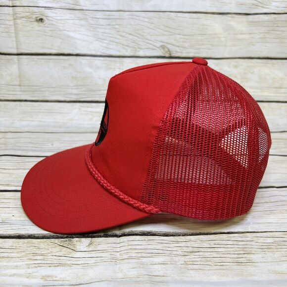 VTG Die Tool Engineer Trucker Hat Red Snapback Cap Yupoong Mesh Embroidered 90s - Picture 4 of 13